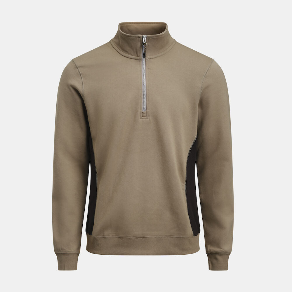 Jobman halfzip sweatshirt kaki/zwart