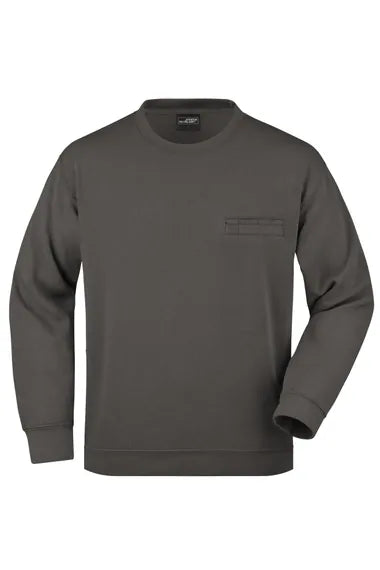 Mens Round Sweat Pocket JN924 Grafiet maat S